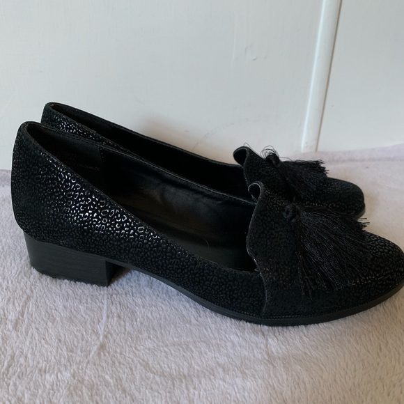 NICOLE MILLER Tassel Loafer Heeled Flats Black - Picture 4 of 5